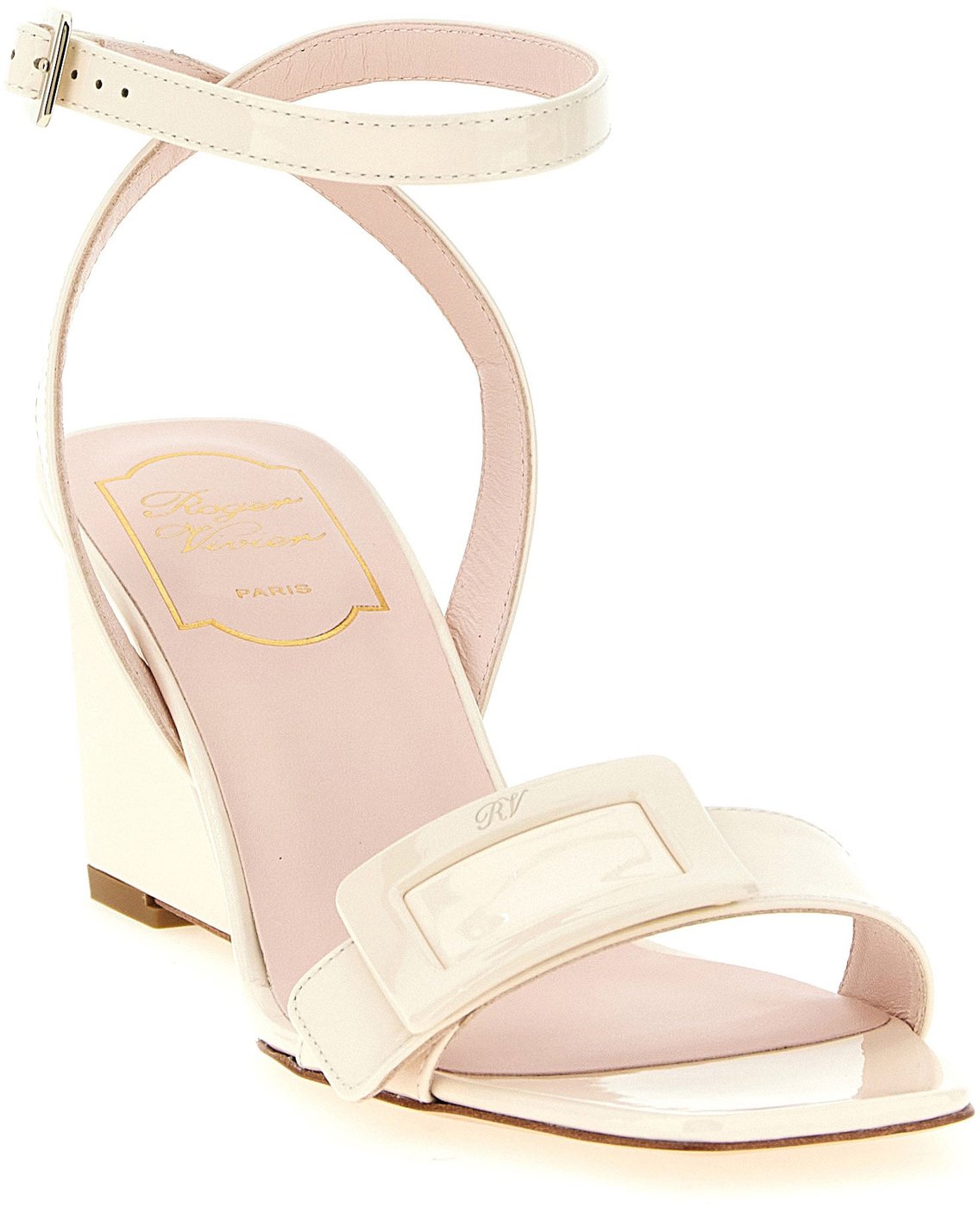 Roger Vivier White Calfskin Wedge Sandals
