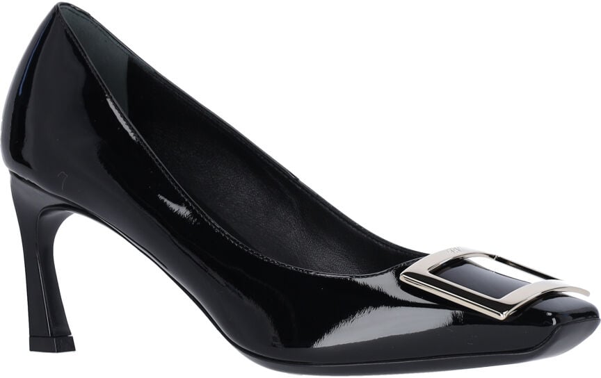 Black Trompette Patent Calf Leather Pumps