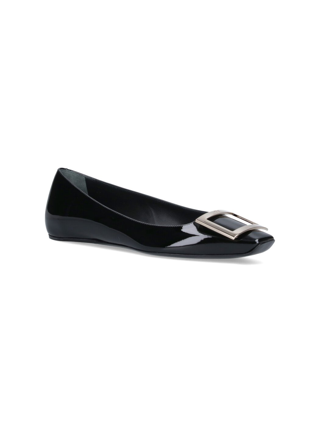 Black Trompette Patent Calf Leather Flats