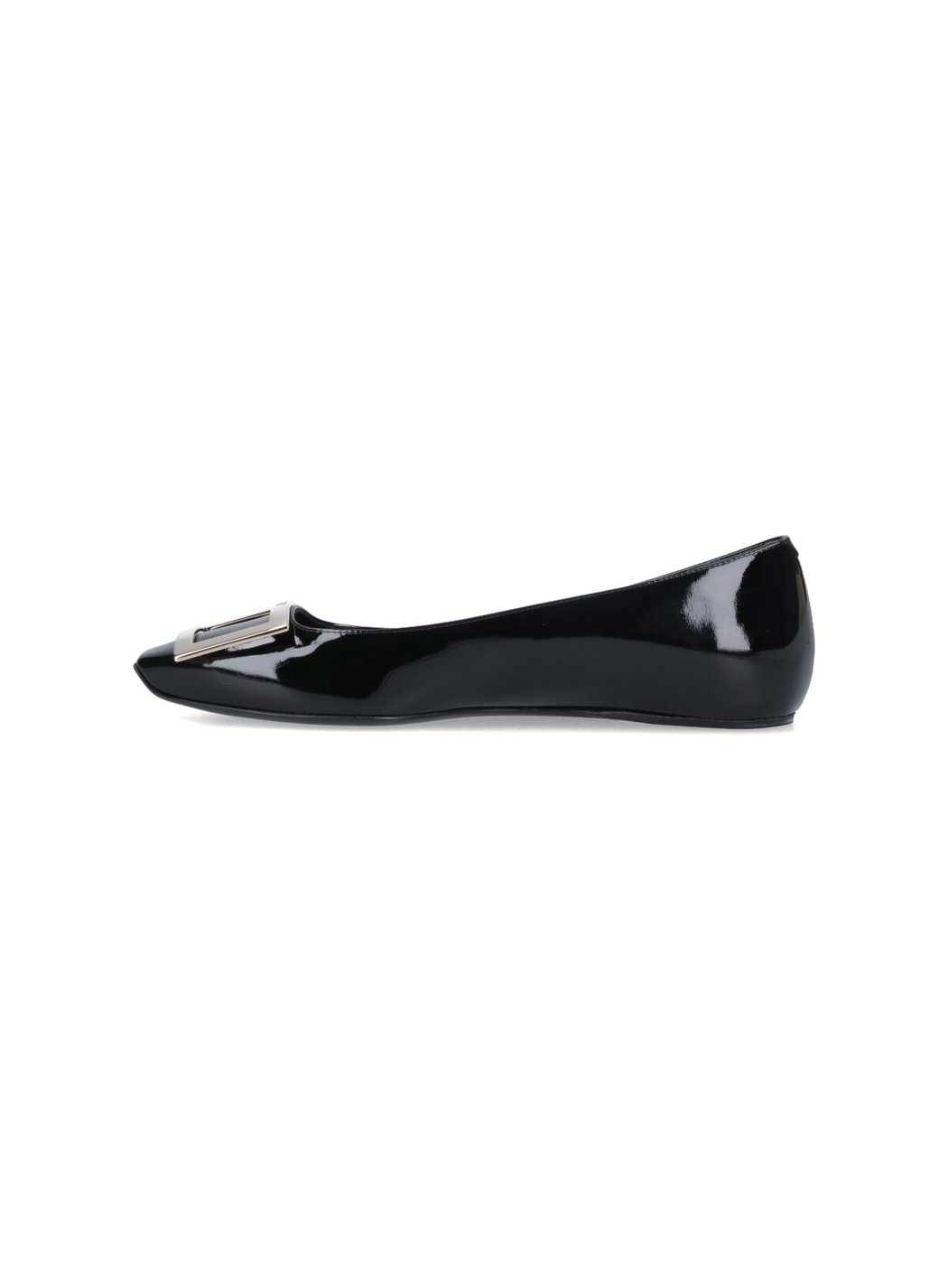 Black Trompette Patent Calf Leather Flats
