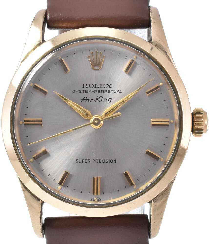 Rolex Oyster Perpetual Air King Automatic Gold Plated and Leather 34