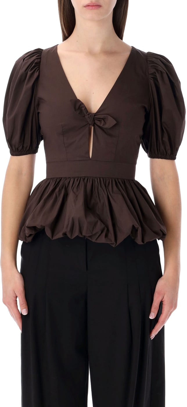 Flower Intarsia Top Mole Brown