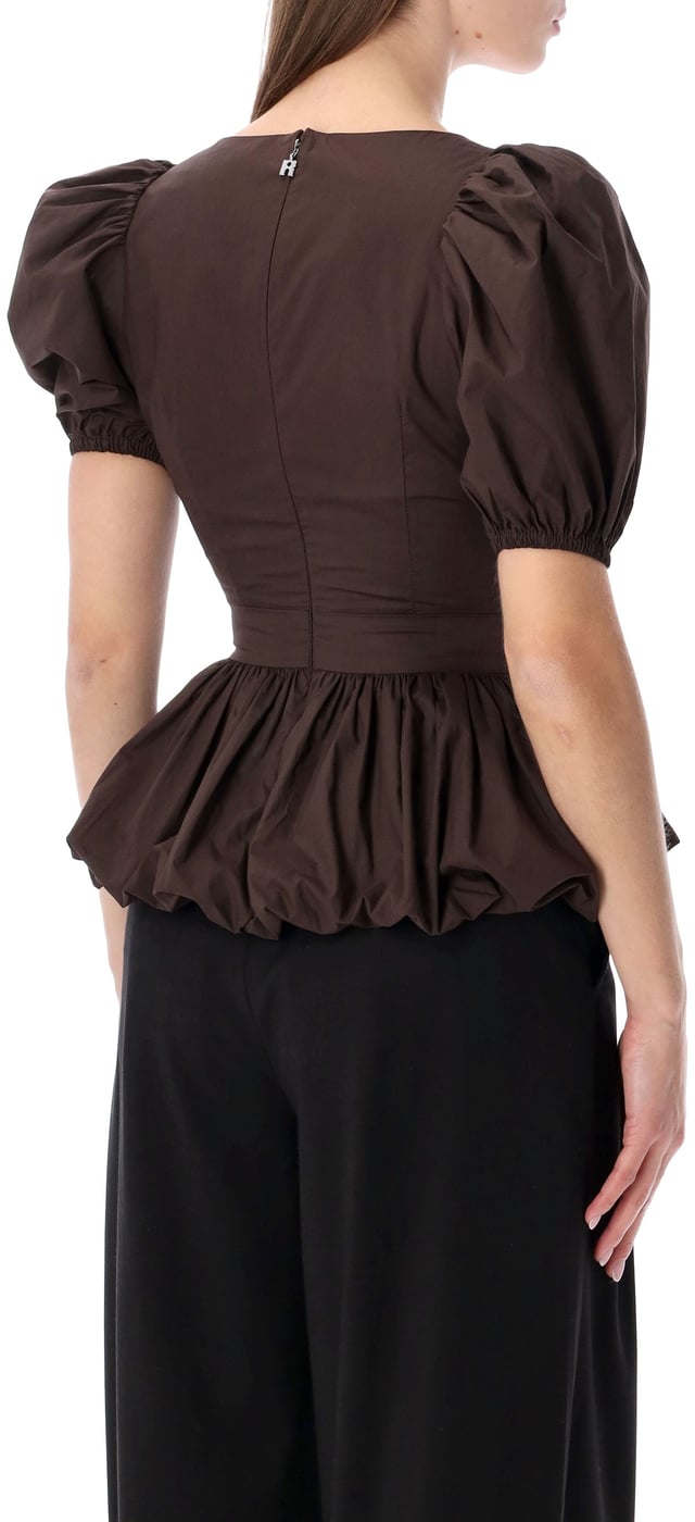 Flower Intarsia Top Mole Brown
