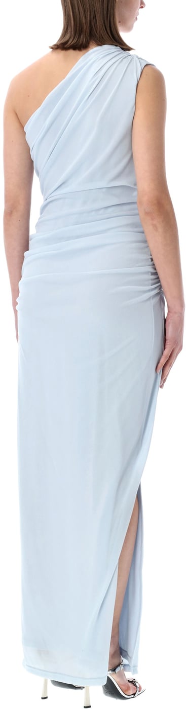 One Shoulder Dress Plain Air Blue