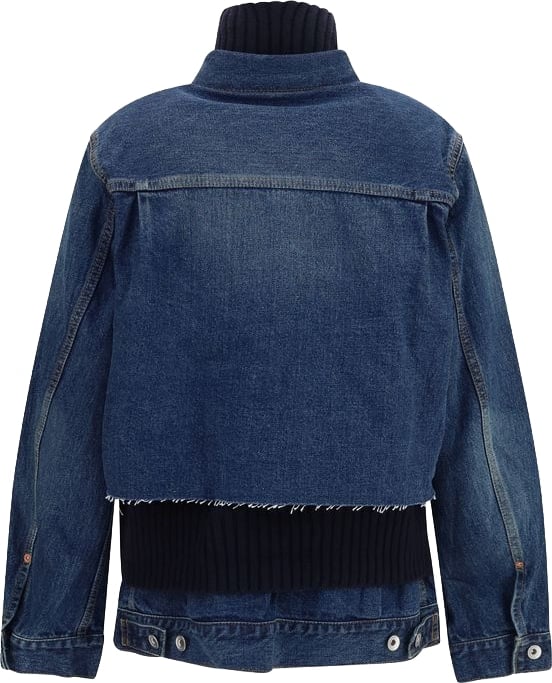 Blue Cotton-Wool Deconstructed High Neck Denim Jacket