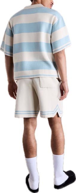 SAINT BLANC KNITTED CREST POLO SHORT BLUE/OFF WHITE