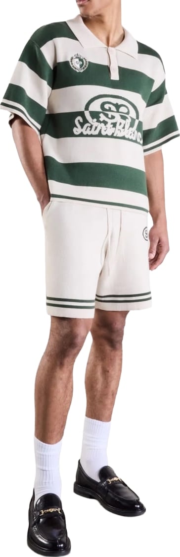SAINT BLANC KNITTED CREST POLO SHORT GREEN / OFF WHITE