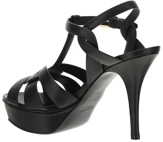 Saint Laurent Black Calf Leather Bos Taurus Platform Sandals