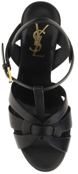 Saint Laurent Black Calf Leather Bos Taurus Platform Sandals