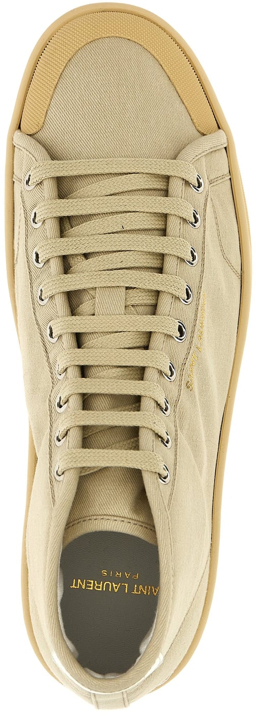 Saint Laurent Beige Cotton High Top Sneakers