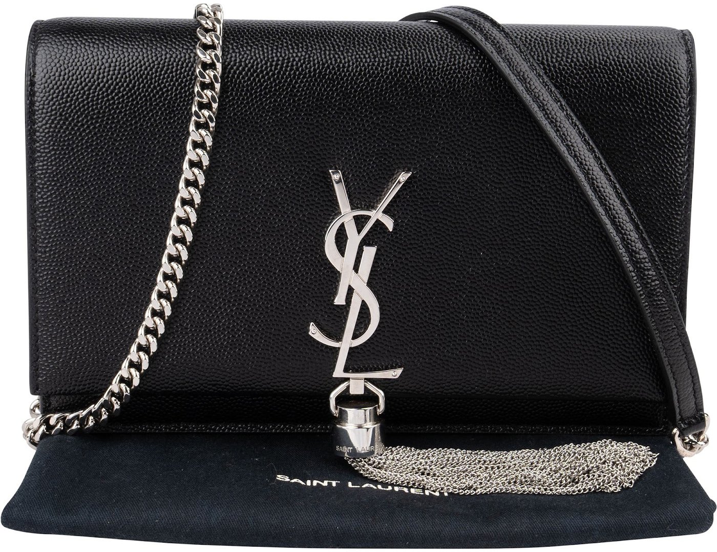 Saint Laurent Grain de Poudre Kate Tassel Wallet On Chain Crossbody Bag