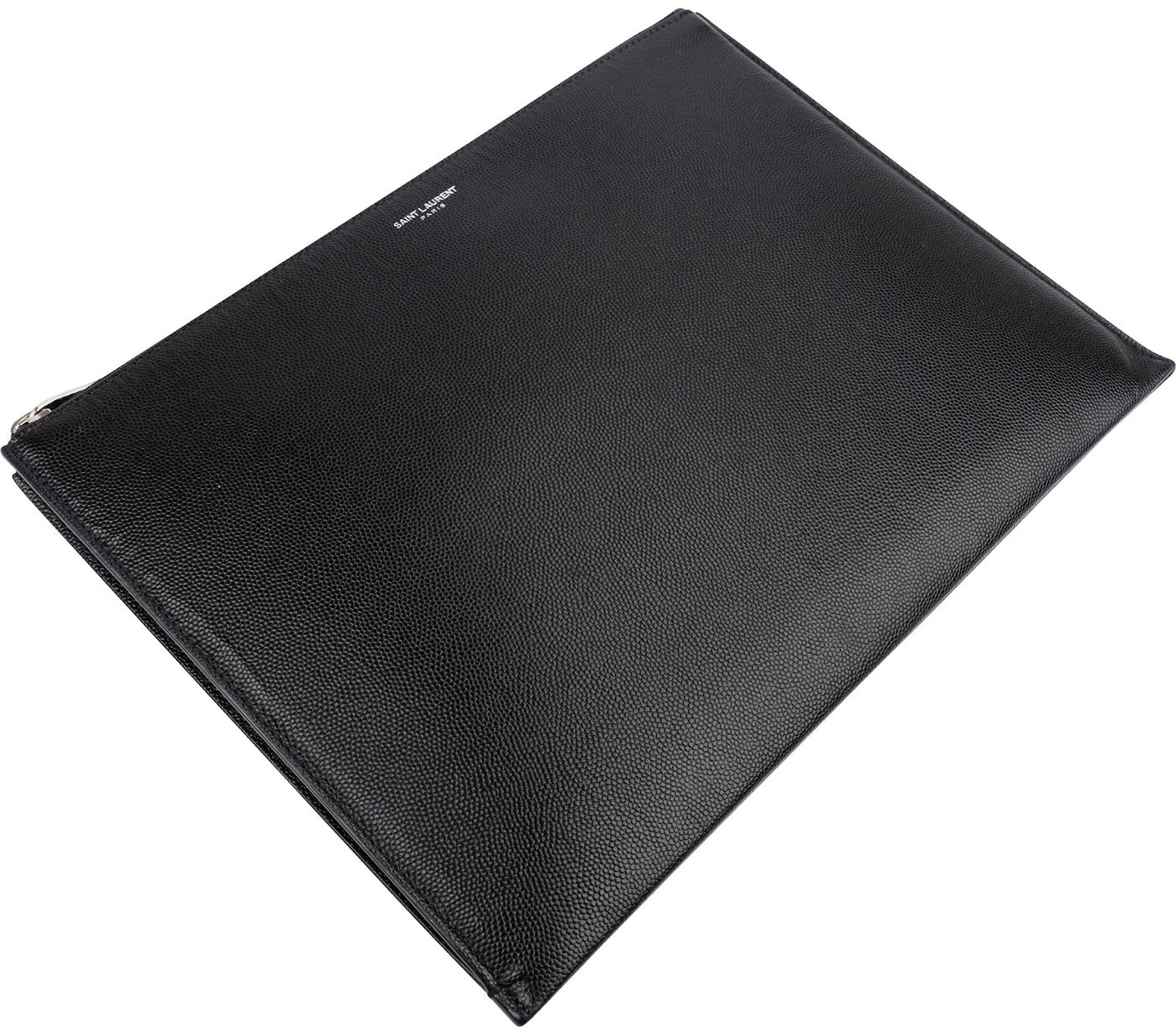Saint Laurent Grained Leather Leather Clutch