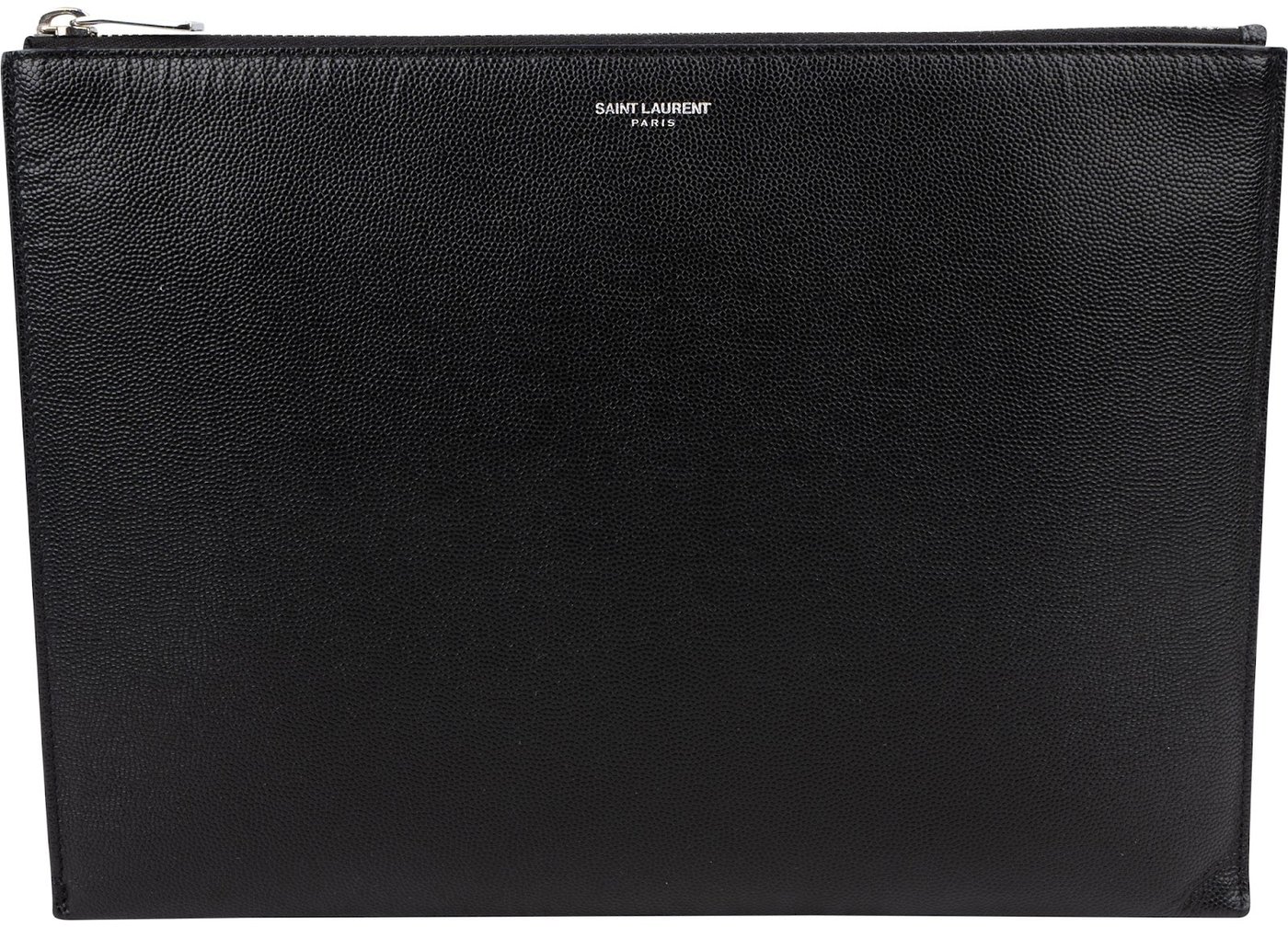 Saint Laurent Grained Leather Leather Clutch