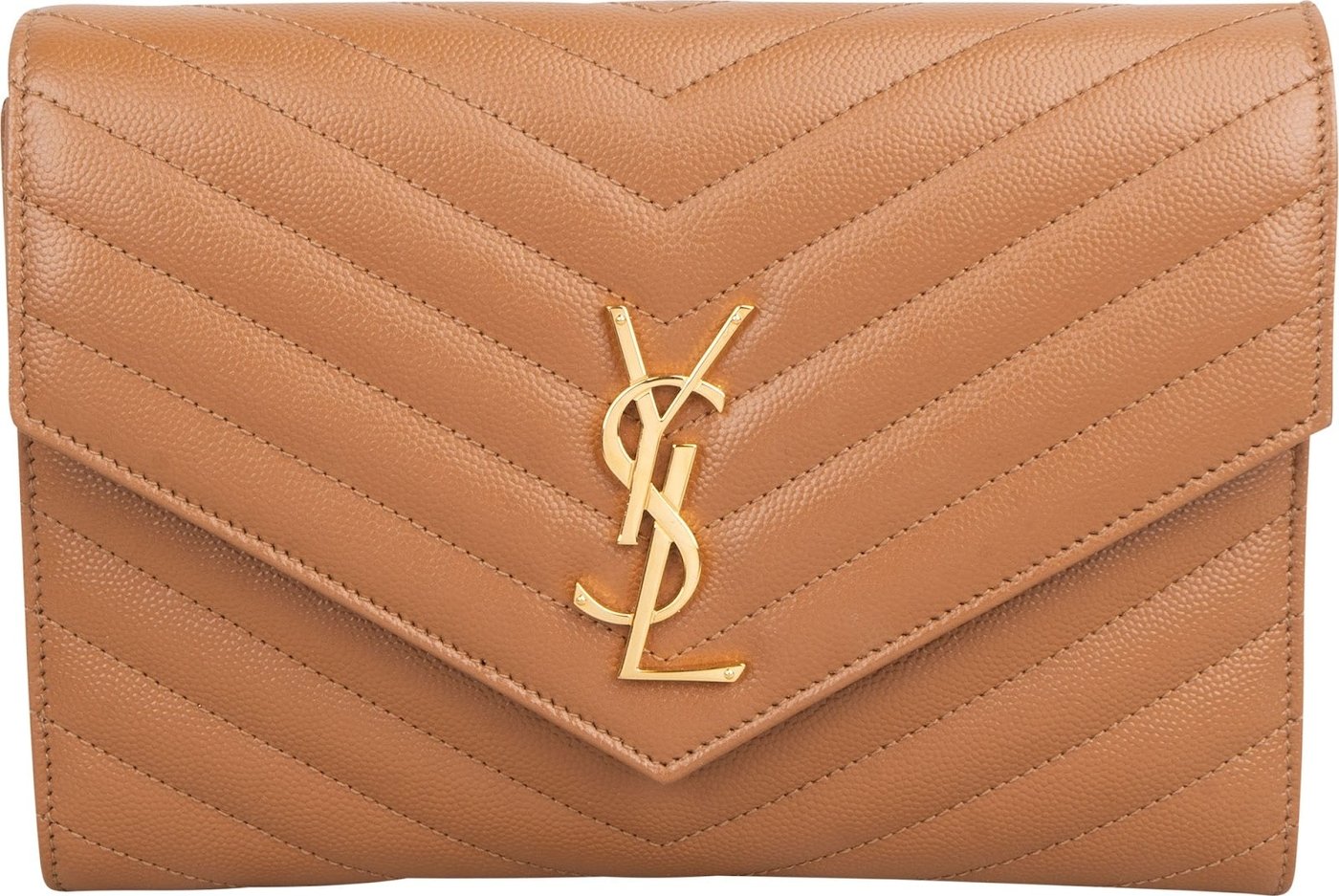 Saint Laurent Grain de Poudre Leather Clutch