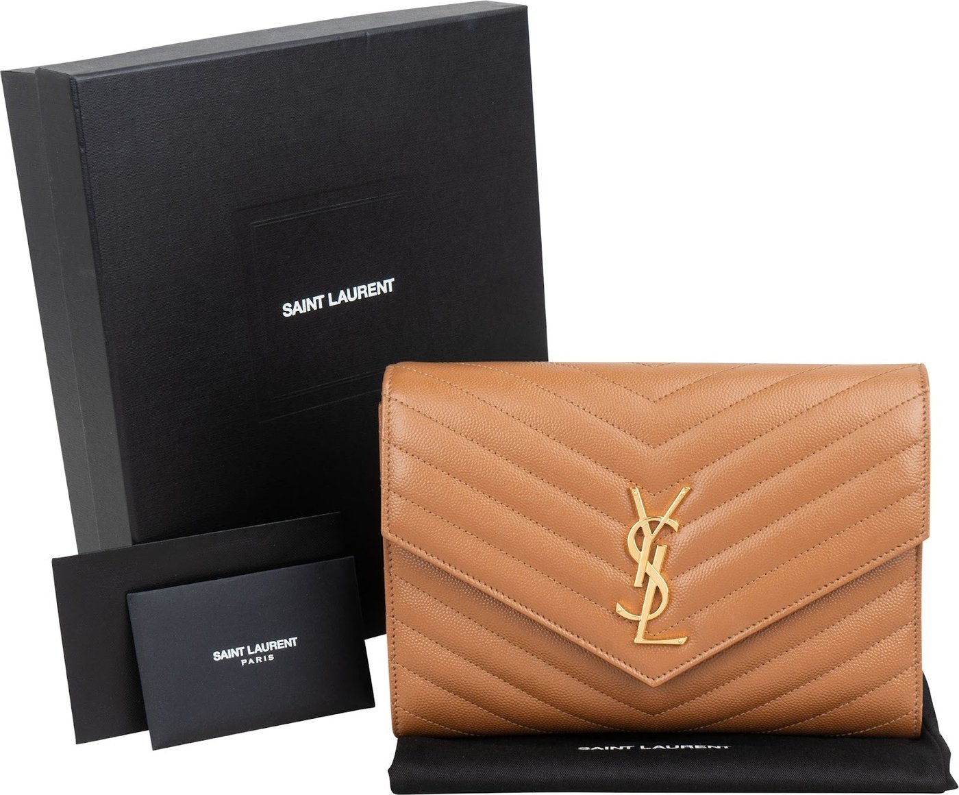 Saint Laurent Grain de Poudre Leather Clutch