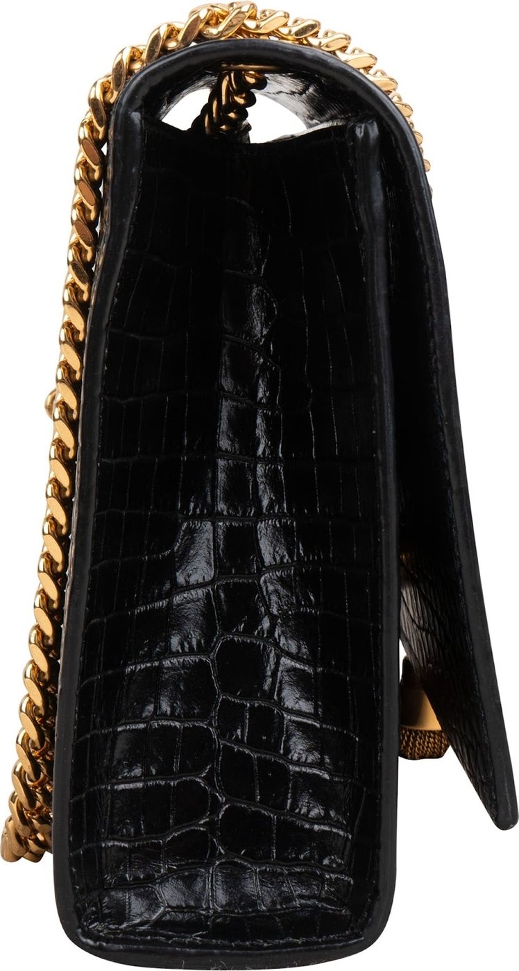 Saint Laurent Croc-Embossed Leather Kate Tassel Chain Crossbody Bag