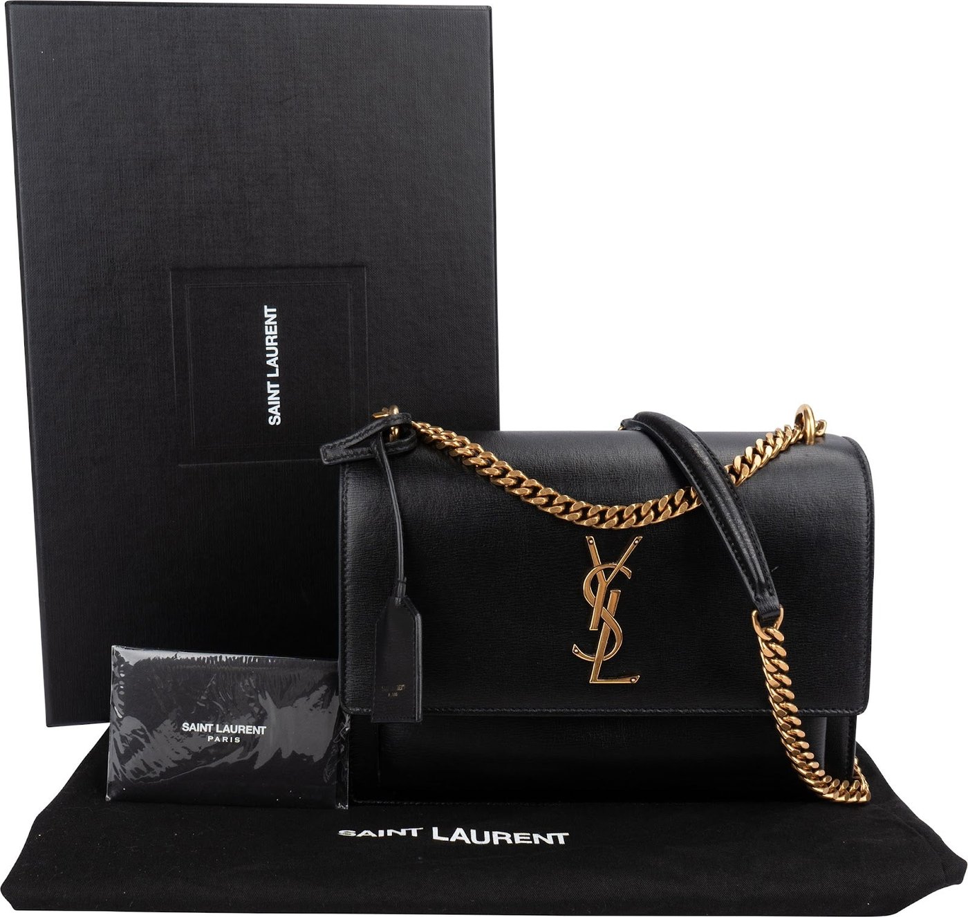 Saint Laurent Black Leather Sunset Medium Crossbody Bag
