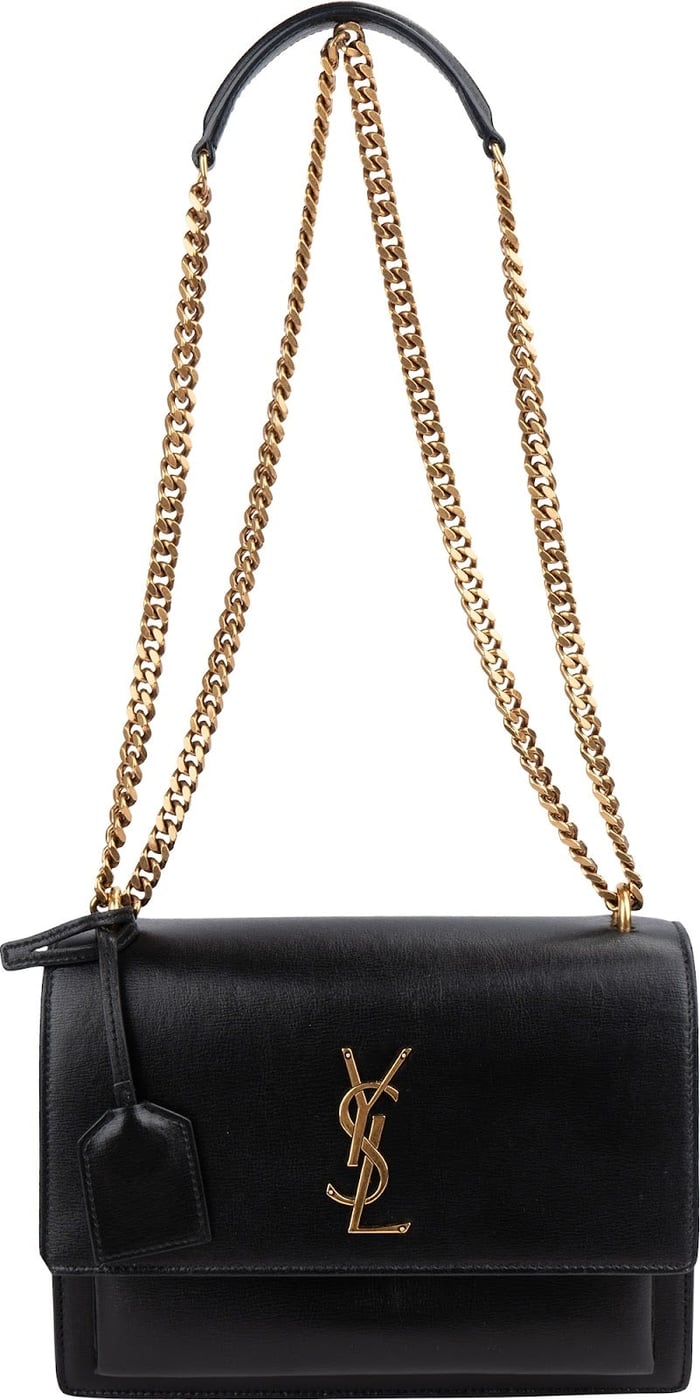 Saint Laurent Black Leather Sunset Medium Crossbody Bag
