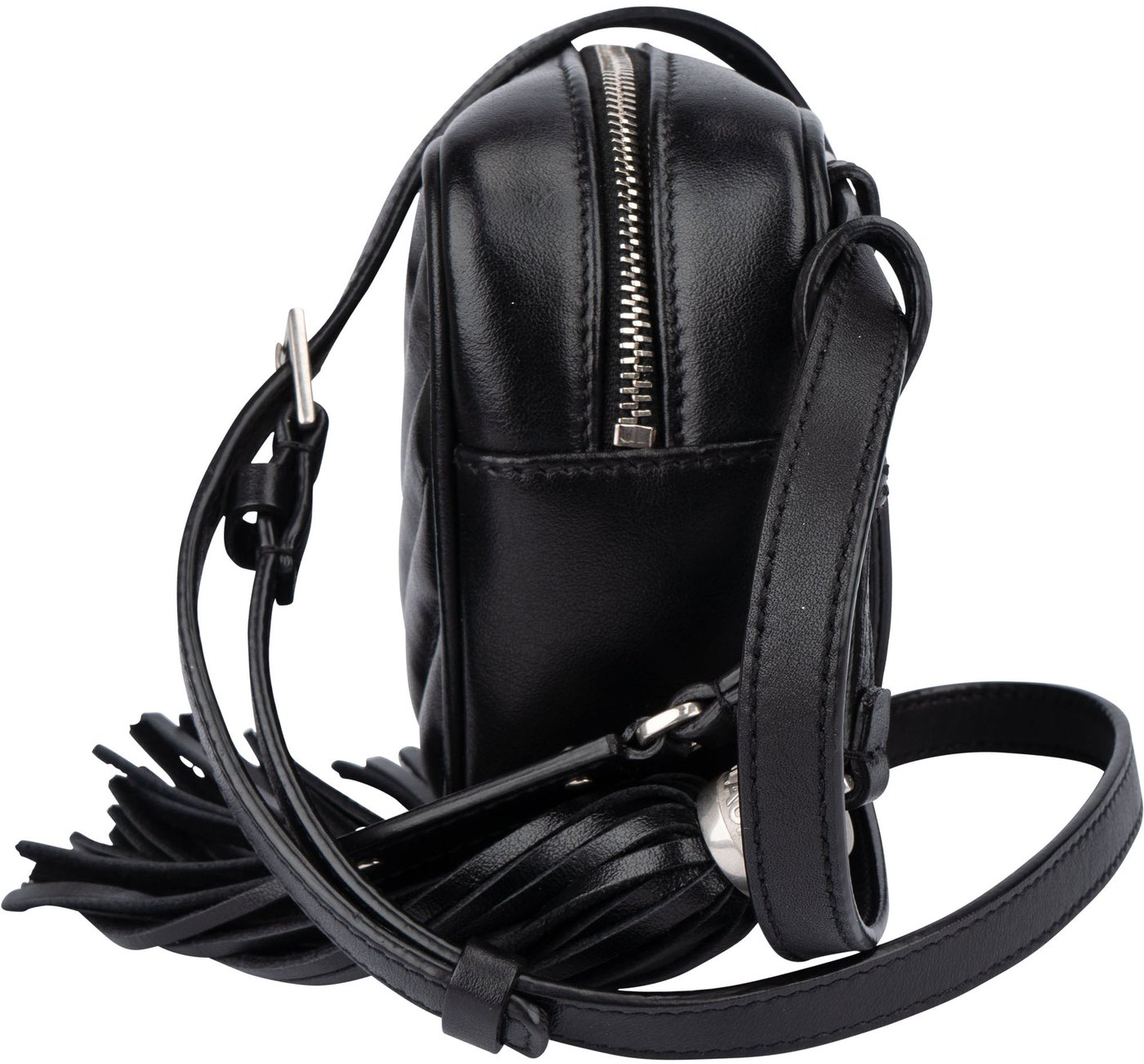 Saint Laurent Black Chevron Leather Lou Crossbody Bum Bag