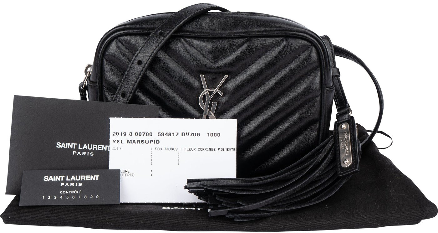 Saint Laurent Black Chevron Leather Lou Crossbody Bum Bag