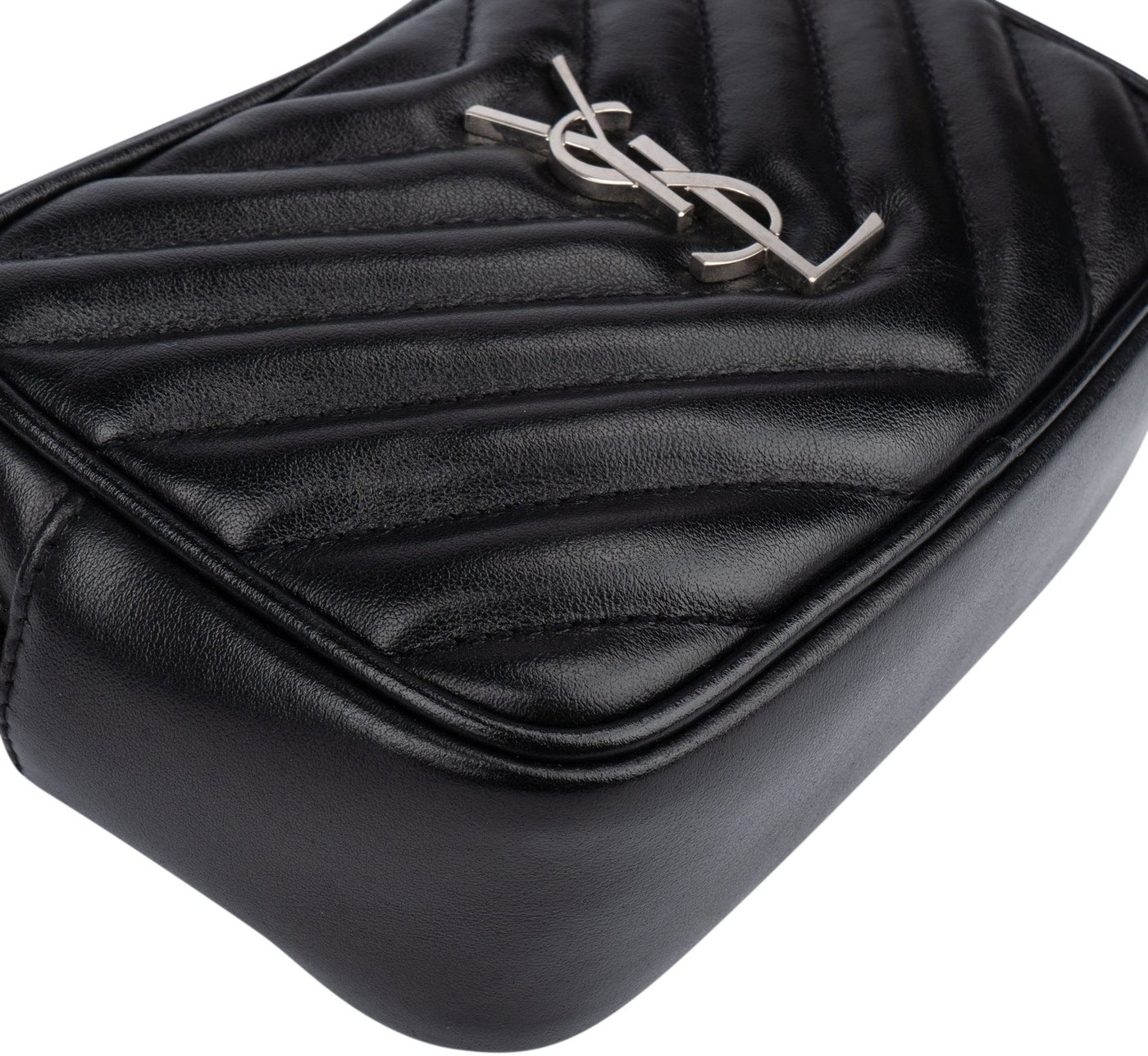 Saint Laurent Black Chevron Leather Lou Crossbody Bum Bag