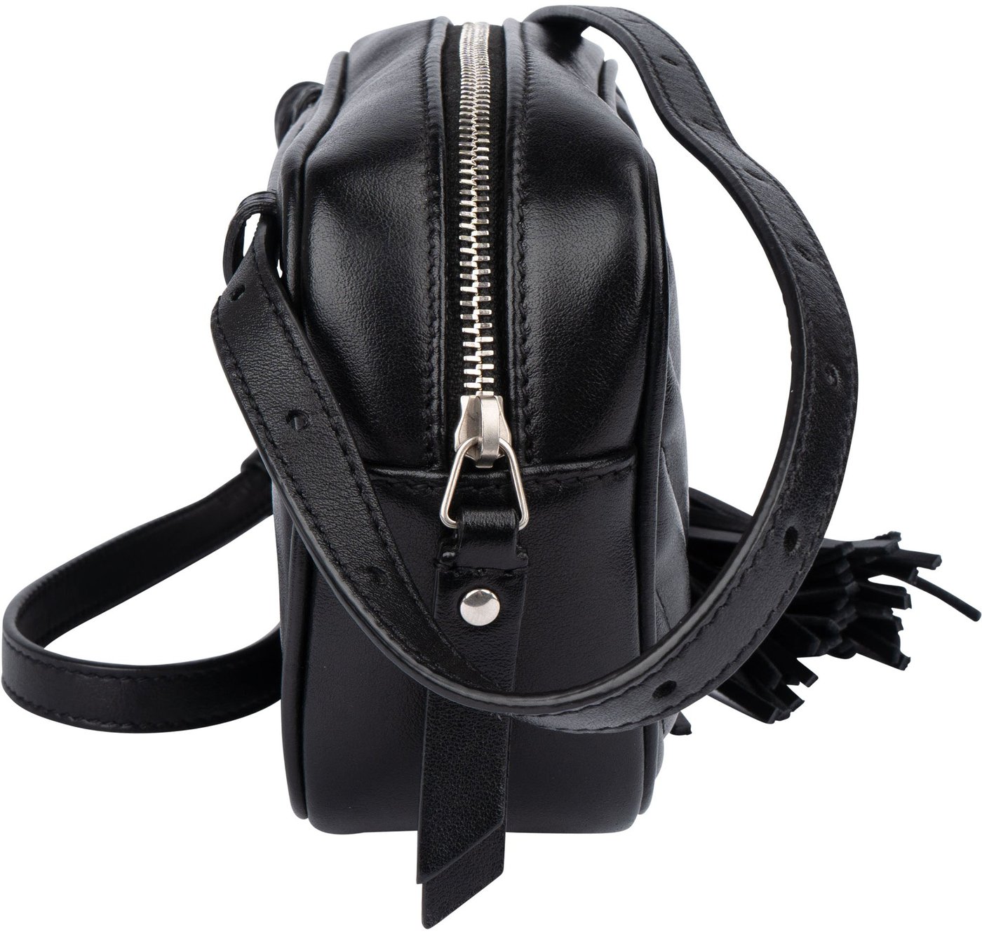 Saint Laurent Black Chevron Leather Lou Crossbody Bum Bag
