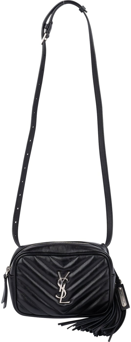 Saint Laurent Black Chevron Leather Lou Crossbody Bum Bag