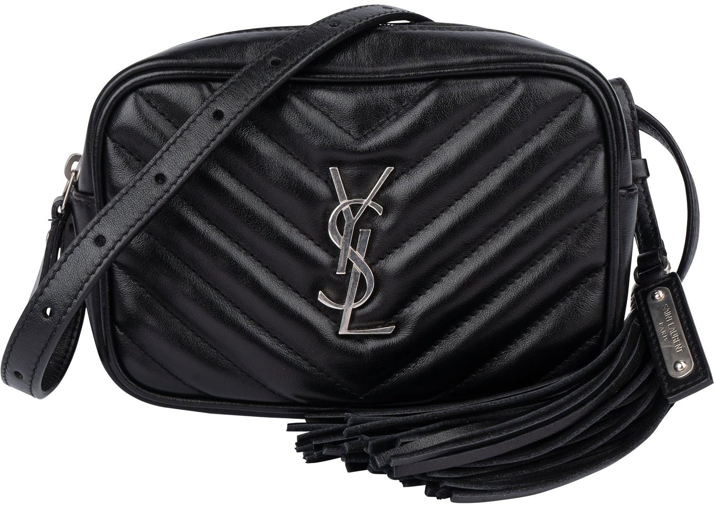 Saint Laurent Black Chevron Leather Lou Crossbody Bum Bag