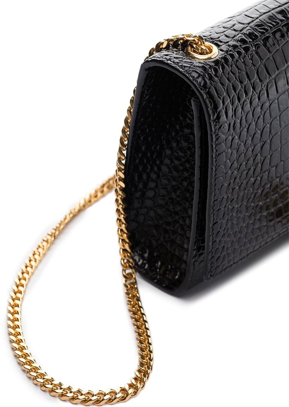 Saint Laurent Kate Medium Tassel Crocodile Embossed Leather Bag
