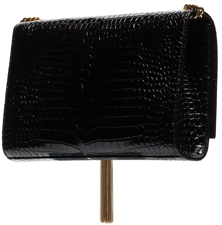 Saint Laurent Kate Medium Tassel Crocodile Embossed Leather Bag