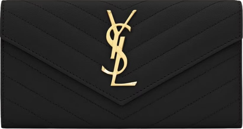 Chevron Quilted Wallet with Prominent Monogram Logo