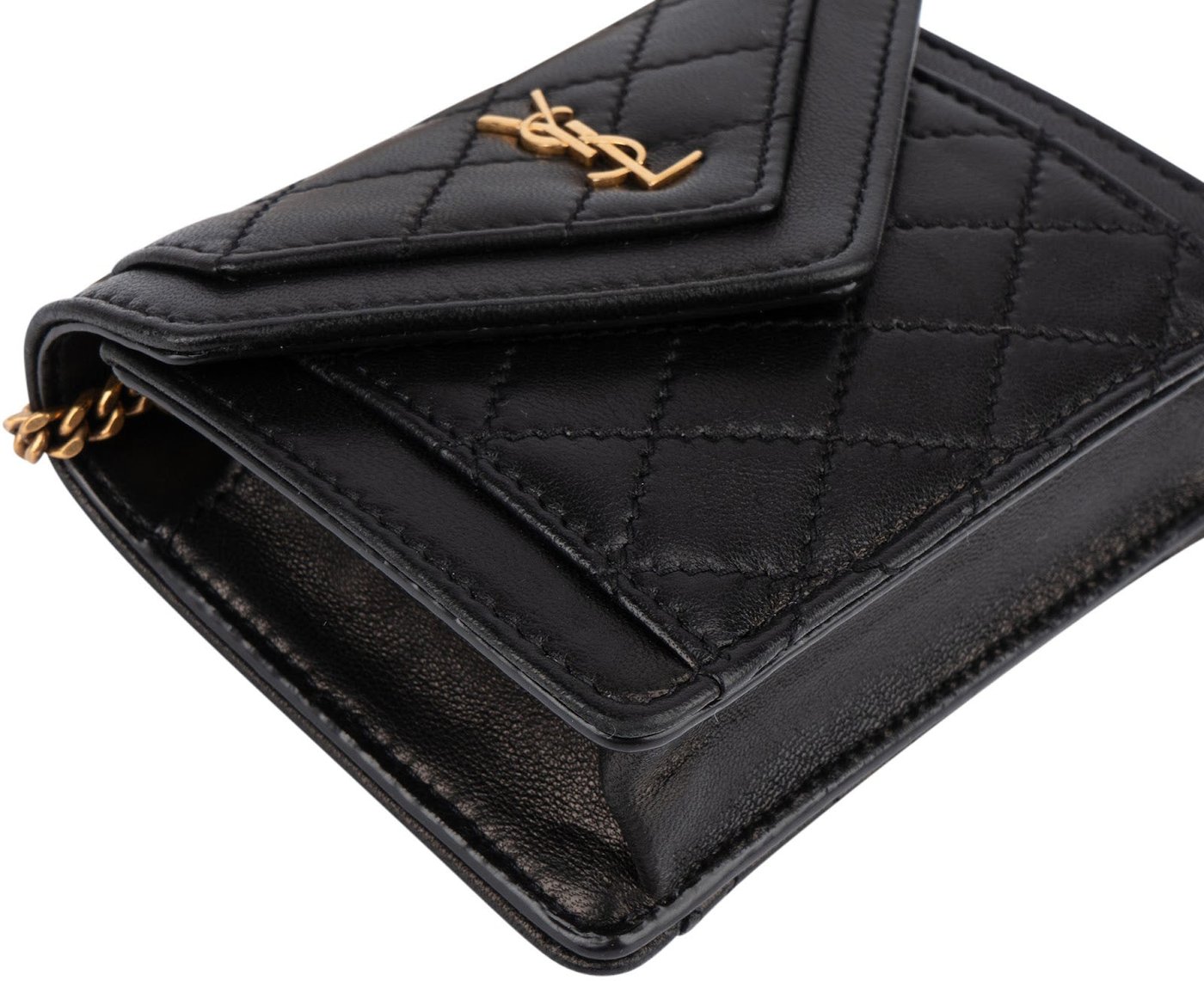 Yves Saint Laurent Quilted Lambskin Cassandre Envelope Micro Crossbody Bag