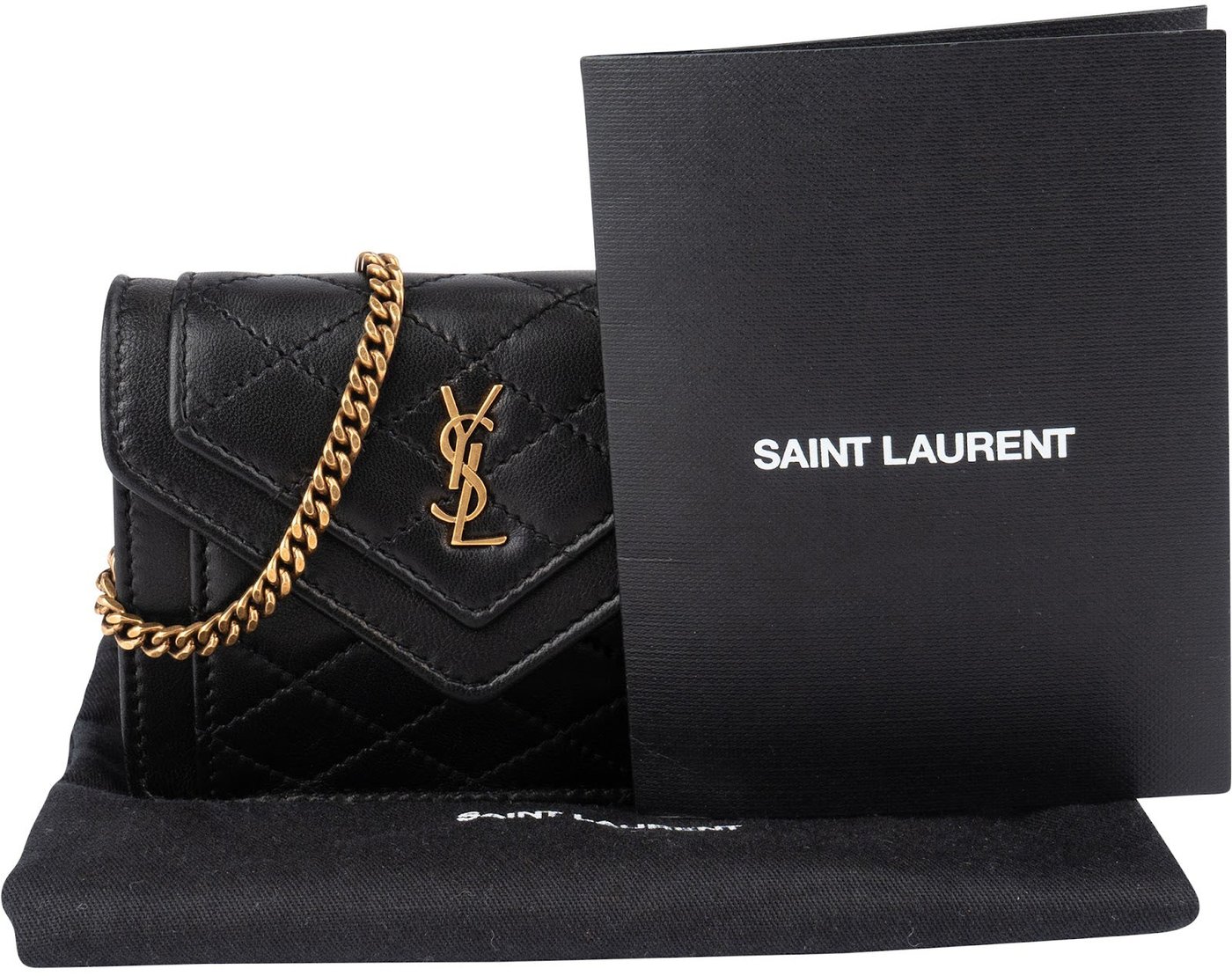 Yves Saint Laurent Quilted Lambskin Cassandre Envelope Micro Crossbody Bag