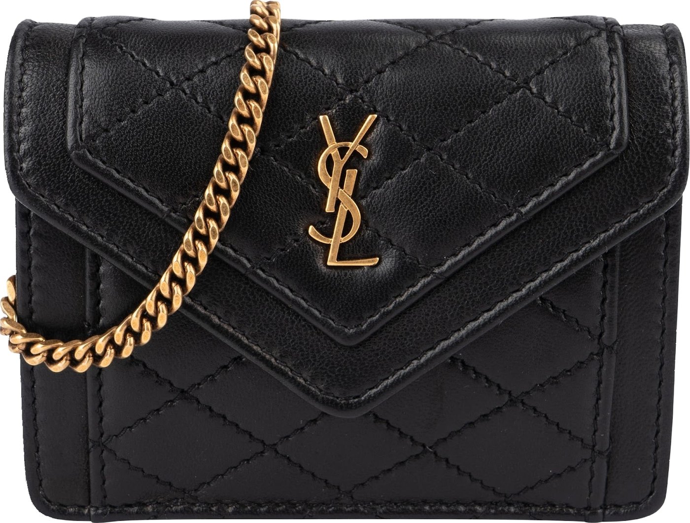 Yves Saint Laurent Quilted Lambskin Cassandre Envelope Micro Crossbody Bag