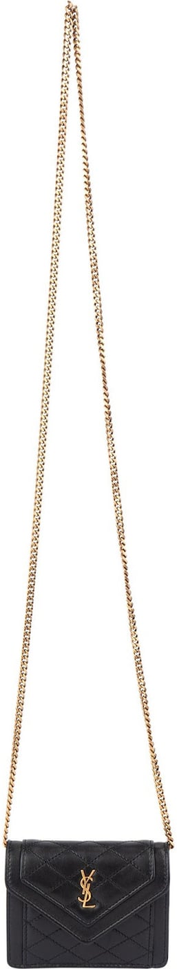 Yves Saint Laurent Quilted Lambskin Cassandre Envelope Micro Crossbody Bag
