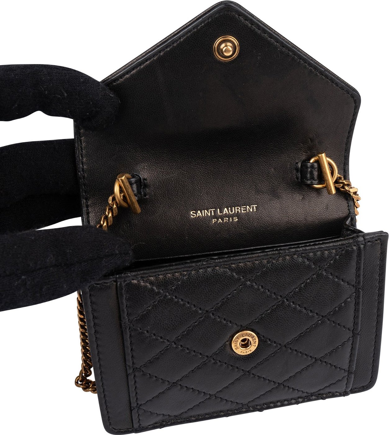 Yves Saint Laurent Quilted Lambskin Cassandre Envelope Micro Crossbody Bag