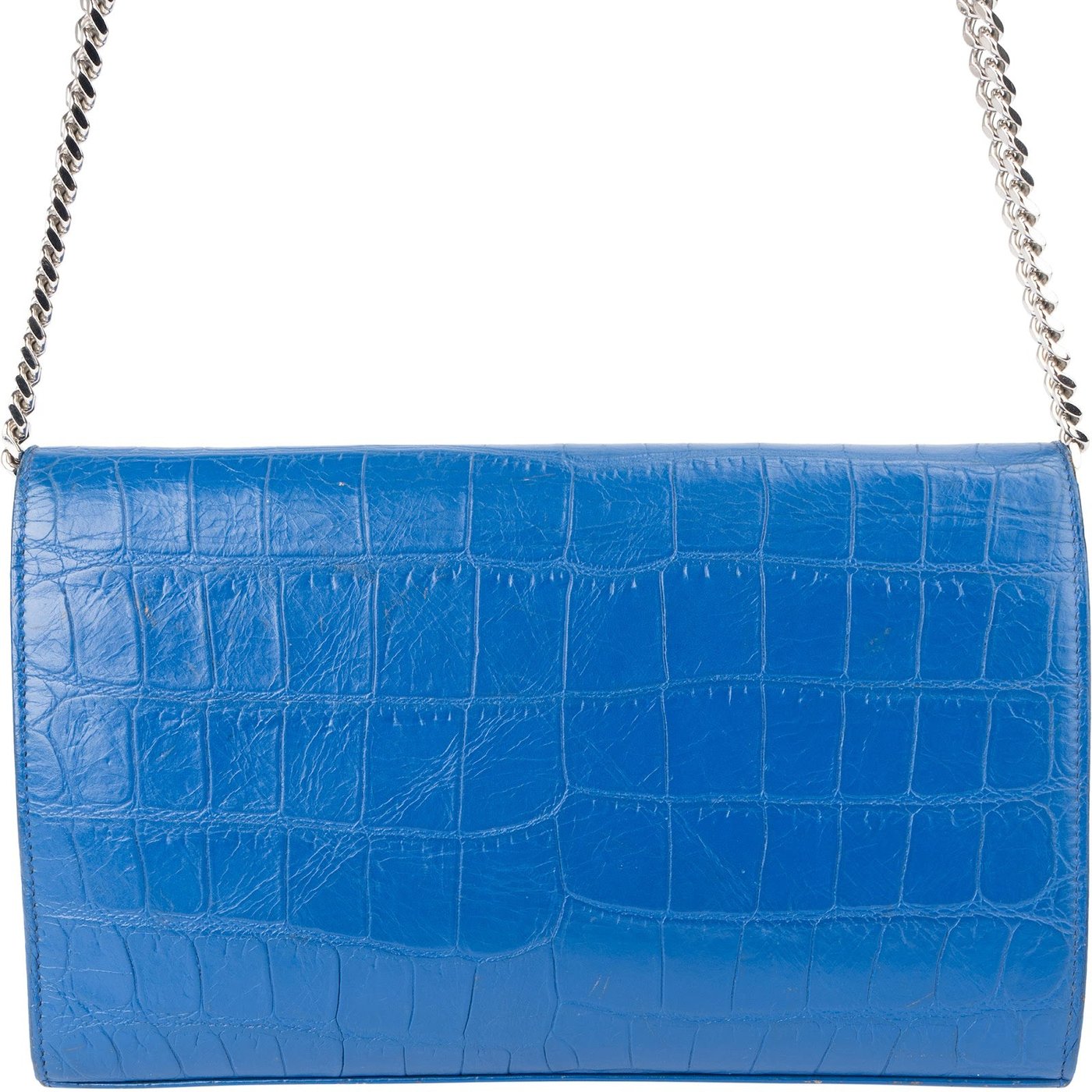 Saint Laurent Croc-Embossed Monogram Kate Wallet On Chain Crossbody Bag
