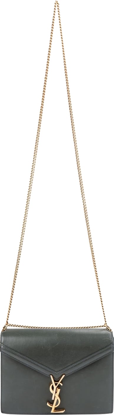 Saint Laurent Green Leather Envelope Medium Crossbody Bag