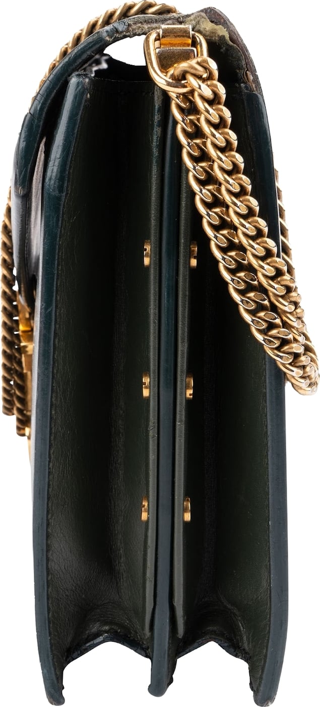 Saint Laurent Green Leather Envelope Medium Crossbody Bag