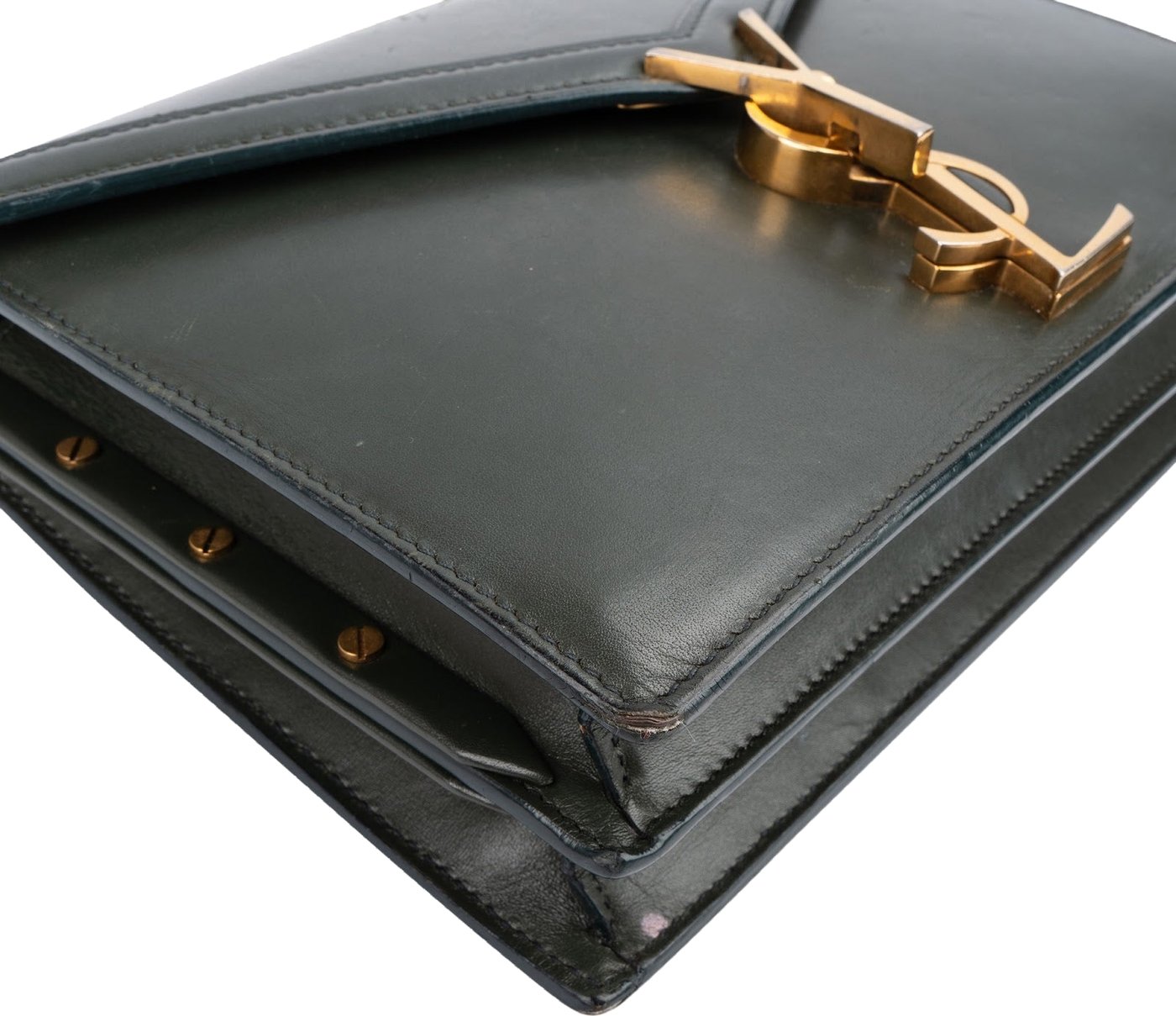 Saint Laurent Green Leather Envelope Medium Crossbody Bag