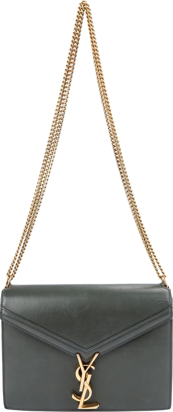 Saint Laurent Green Leather Envelope Medium Crossbody Bag