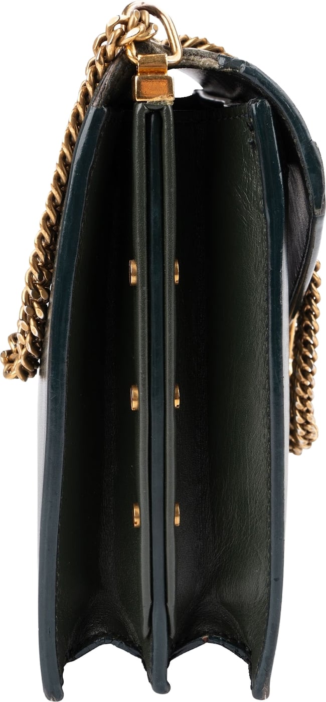 Saint Laurent Green Leather Envelope Medium Crossbody Bag