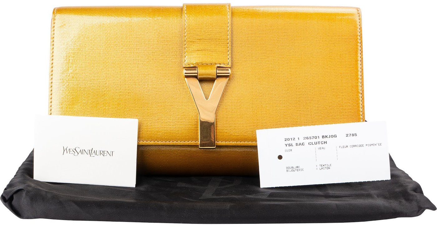 Yves Saint Laurent Patent Leather Y-Ligne Clutch