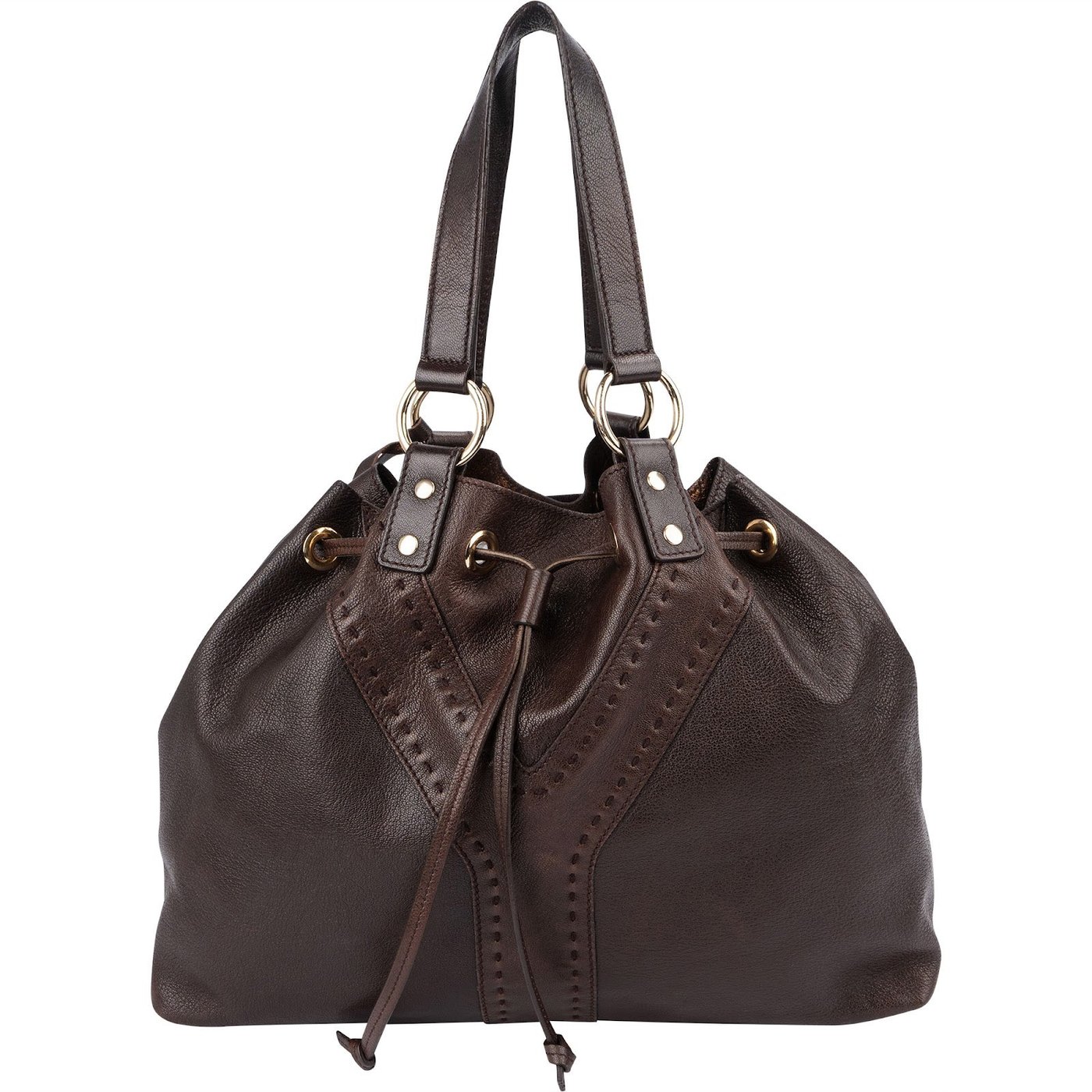 Yves Saint Laurent Leather Y-Mail Drawstring Tote Shoulder Bag