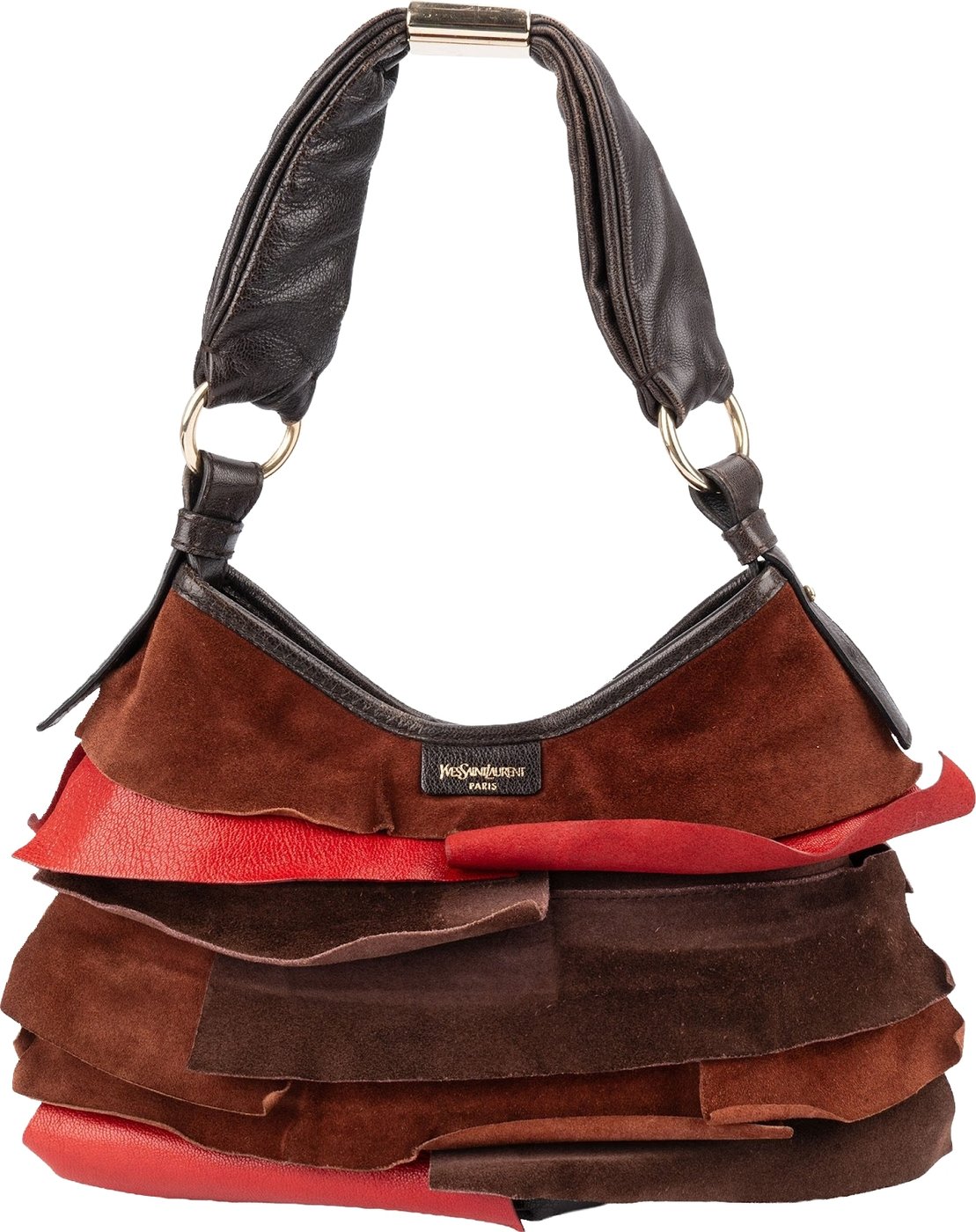 Yves Saint Laurent Suede Leather Nadja Ruffle Shoulder Bag