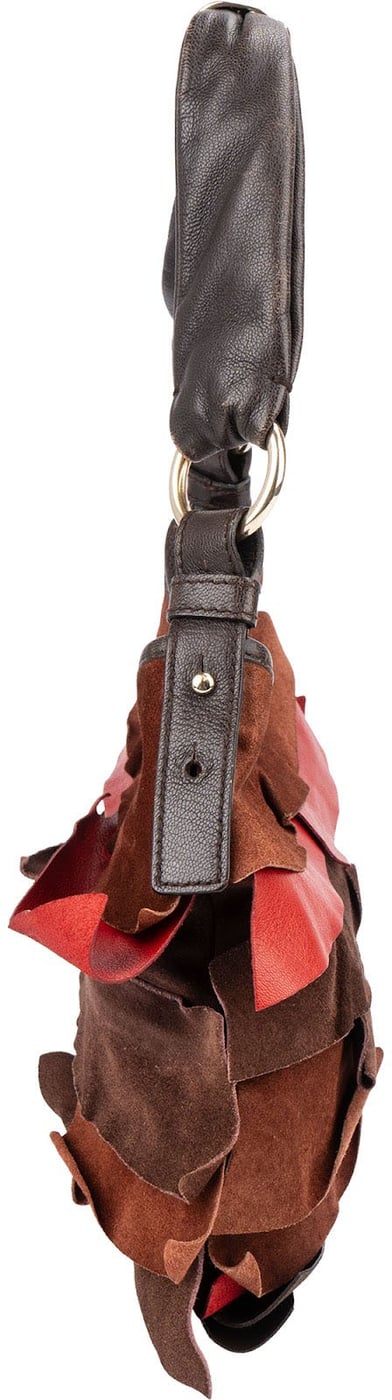 Yves Saint Laurent Suede Leather Nadja Ruffle Shoulder Bag