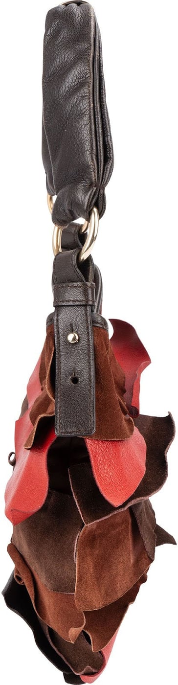 Yves Saint Laurent Suede Leather Nadja Ruffle Shoulder Bag