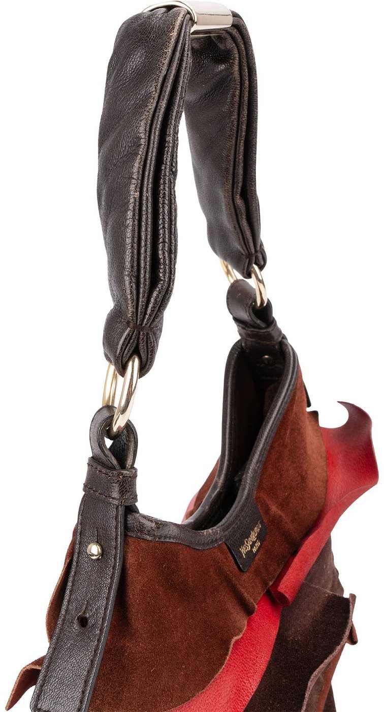 Yves Saint Laurent Suede Leather Nadja Ruffle Shoulder Bag