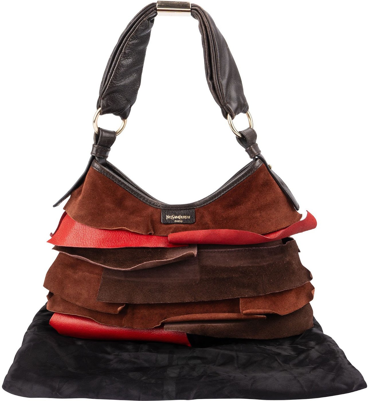 Yves Saint Laurent Suede Leather Nadja Ruffle Shoulder Bag