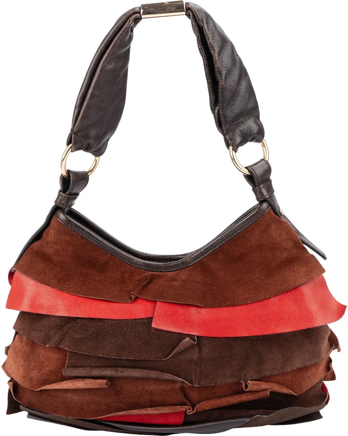 Yves Saint Laurent Suede Leather Nadja Ruffle Shoulder Bag
